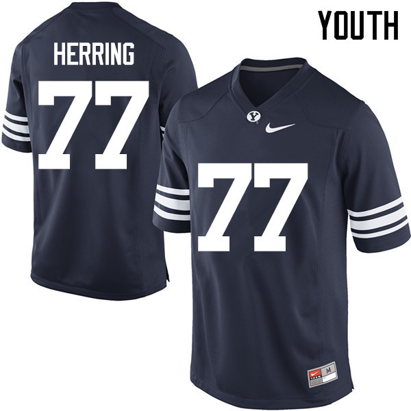 Youth #77 Chandon Herring BYU Cougars College Football Jerseys Sale-Navy